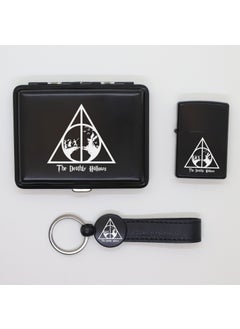 Ada Lazer Personalized The Deathly Hallows Metal Plate, Zippo Lighter and Keychain Set  - Image 1