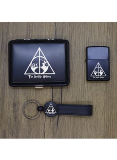 Ada Lazer Personalized The Deathly Hallows Metal Plate, Zippo Lighter and Keychain Set  - Image 3
