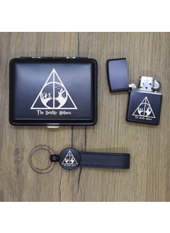 Ada Lazer Personalized The Deathly Hallows Metal Plate, Zippo Lighter and Keychain Set  - Image 4