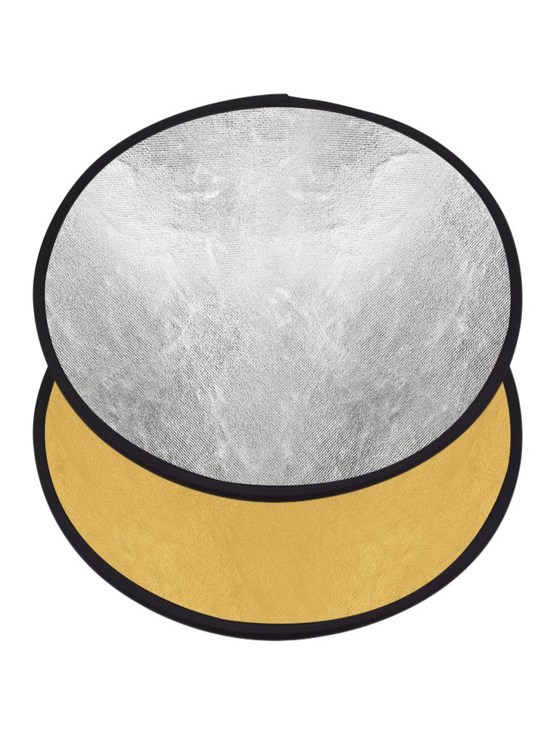 ANDOER 24" 60cm Portable Collapsible Disc Light Reflector Photography Reflector Gold and Silver 2-in-1 for Portrait Photography Live Streaming  - Image 5
