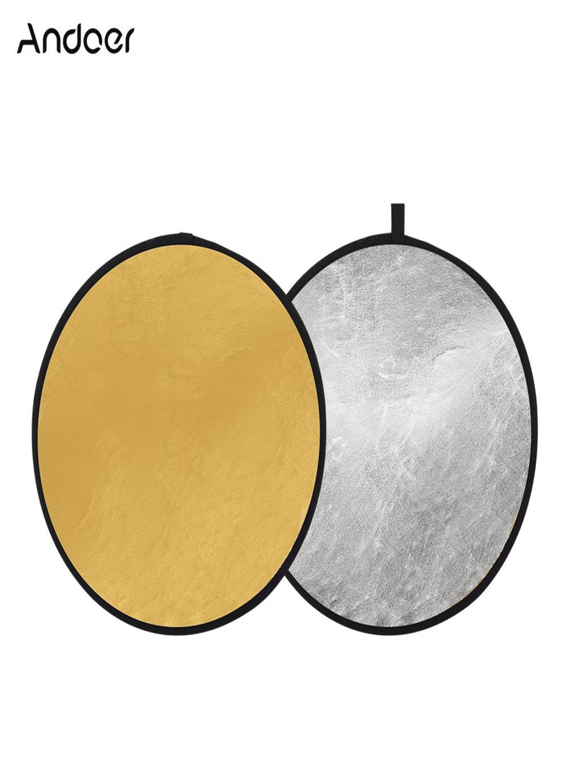 ANDOER 24" 60cm Portable Collapsible Disc Light Reflector Photography Reflector Gold and Silver 2-in-1 for Portrait Photography Live Streaming  - Image 3