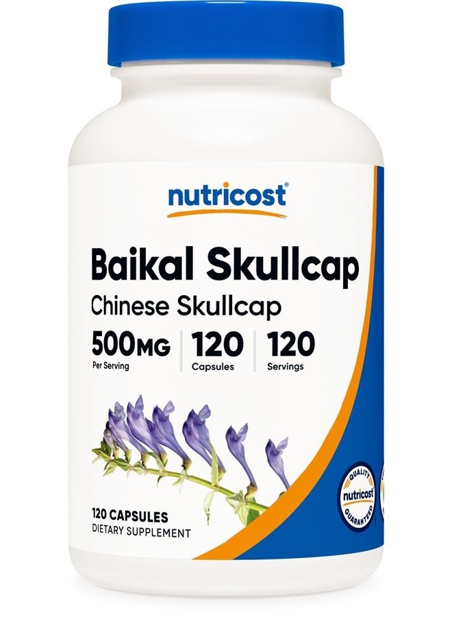 Nutricost Baikal Skullcap 500mg, 120 Vegetarian Capsules - Non-GMO, Gluten Free - Image 1
