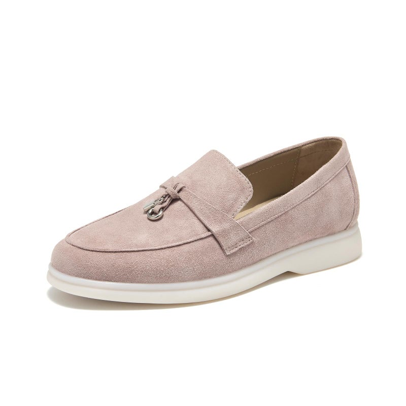 BEAU TODAY Suede Loafers Flats for Women Womens Slip On Penny Loafers Leather Driving Comfortable Dress Ladies Loafers Casual Office Work Shoes Pink US 85