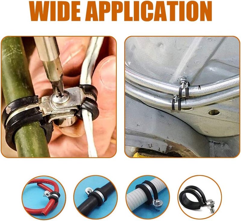 ISPINNER 12 Pack 1.5 Inch Rubber Cushioned Stainless Steel Cable Clamp, Hose Clamp, Pipe Clamp (1-1/2 Inch) - Image 3