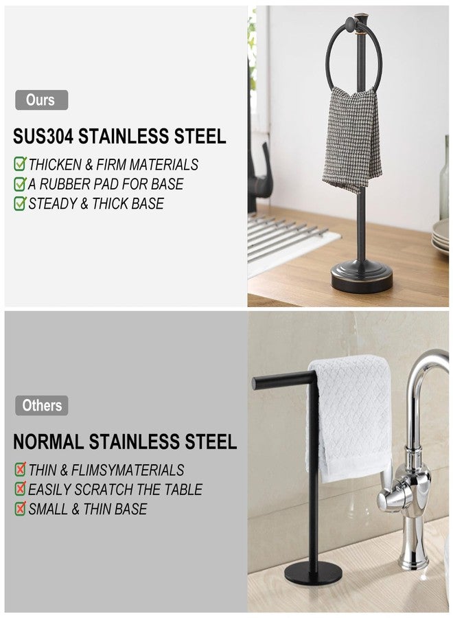 Hoimpro 17 Inch Stand Hand Towel Holder Towel Bar Towel Hanging Ring, Free Standing Floor Hand Towel Rack Storage for Bathroom Kitchen Vanity Countertops, Hardware Accessories(Oil Rubbed Bronze) - Image 4