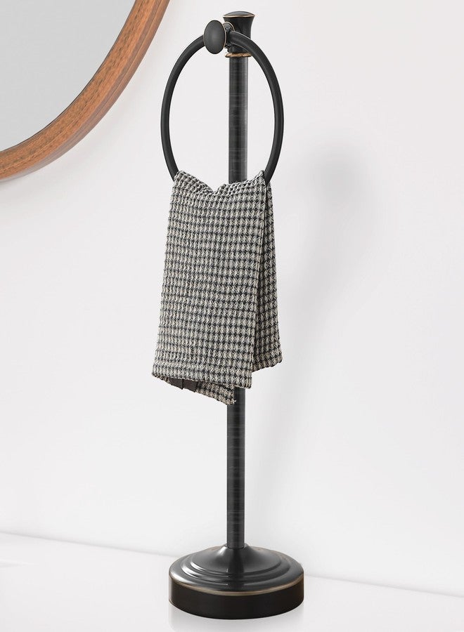 Hoimpro 17 Inch Stand Hand Towel Holder Towel Bar Towel Hanging Ring, Free Standing Floor Hand Towel Rack Storage for Bathroom Kitchen Vanity Countertops, Hardware Accessories(Oil Rubbed Bronze) - Image 1