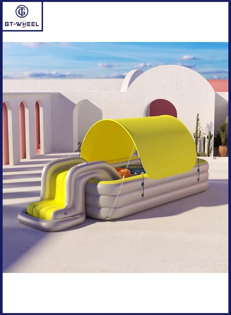 GT-Wheel Inflatable Swimming Pool Play Center with Removeable Slide and Sun Shade PVC Material - Image 1