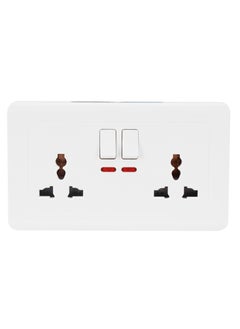 Epsilon Universal Double Socket with 2 Switch- EPSEL1505 with Indicator Lights, Stylish and Simple Design, Perfect for Home, Bedroom, Office, etc.White  - Image 1