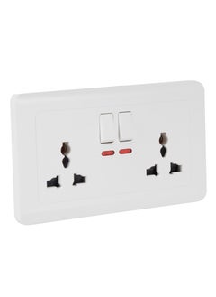 Epsilon Universal Double Socket with 2 Switch- EPSEL1505 with Indicator Lights, Stylish and Simple Design, Perfect for Home, Bedroom, Office, etc.White  - Image 2