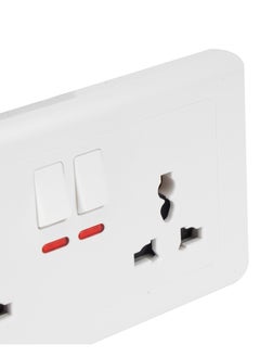 Epsilon Universal Double Socket with 2 Switch- EPSEL1505 with Indicator Lights, Stylish and Simple Design, Perfect for Home, Bedroom, Office, etc.White  - Image 3