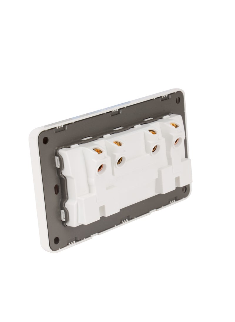 Epsilon - Universal Double Socket with 2 Switch- EPSEL1505 with Indicator Lights, Stylish and Simple Design, Perfect for Home, Bedroom, Office, etc.White - Image 1