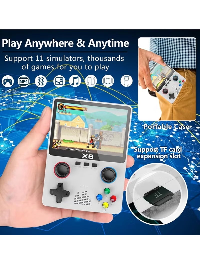 Handheld Retro Gaming Console with 32GB TF Card – 10,000 Built-in Games, 11 Emulators, 3.5-inch IPS Full Lamination Color Screen, Portable Gaming Device (X6 White) – Plastic Body, White Color - Image 4