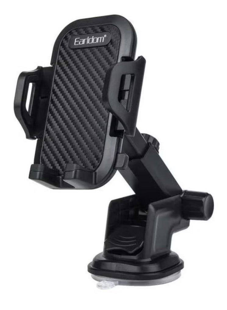 حامل هاتف للسيارة مزود بأداة امتصاص للتثبيت بتصميم دوار بزاوية 360  درجة أسود - Image 1