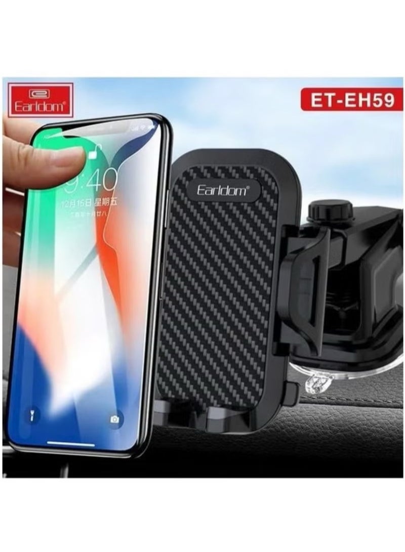 حامل هاتف للسيارة مزود بأداة امتصاص للتثبيت بتصميم دوار بزاوية 360  درجة أسود - Image 2