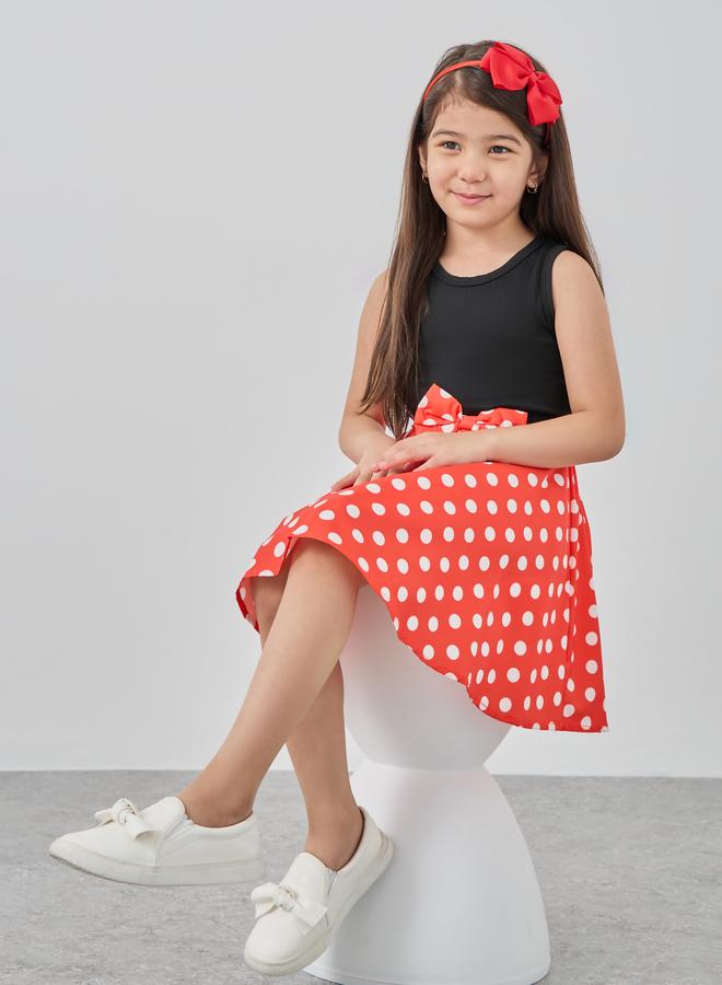 Take Two Bow Detail Polka Dot Print Dress - Image 1