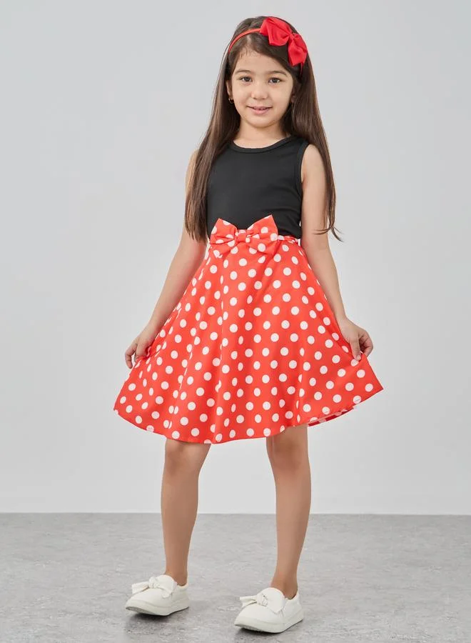 Take Two Take Two Bow Detail Polka Dot Print Dress