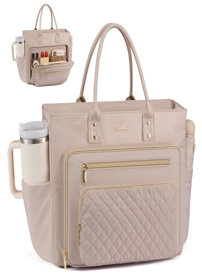 لوف فوك حقيبة LOVEVOOK للمعلمات للعمل، حقيبة كمبيوتر محمول مع حامل أكواب كبير، حقائب ممرضات، حقيبة عمل احترافية، حقيبة يد لأجهزة الكمبيوتر التجارية، وردي فاتح، مقاس 15.6 بوصة - Image 1
