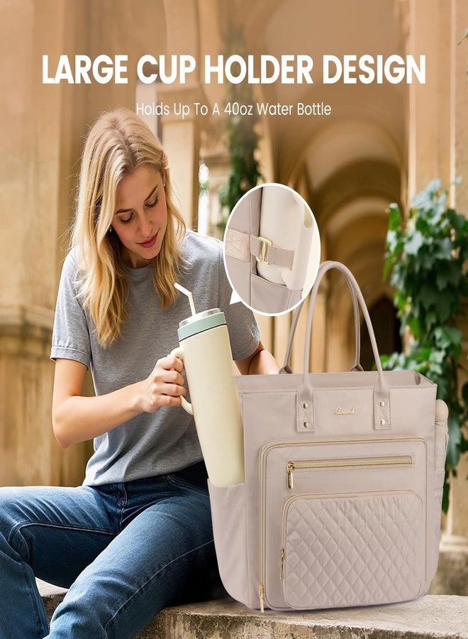 لوف فوك حقيبة LOVEVOOK للمعلمات للعمل، حقيبة كمبيوتر محمول مع حامل أكواب كبير، حقائب ممرضات، حقيبة عمل احترافية، حقيبة يد لأجهزة الكمبيوتر التجارية، وردي فاتح، مقاس 15.6 بوصة - Image 5