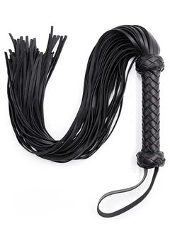 ShebSheb Horse Whip Handmade Leather Black Whip, Horse Riding Whip Crop for Set Stage Performance Costume Accessories  - Image 1