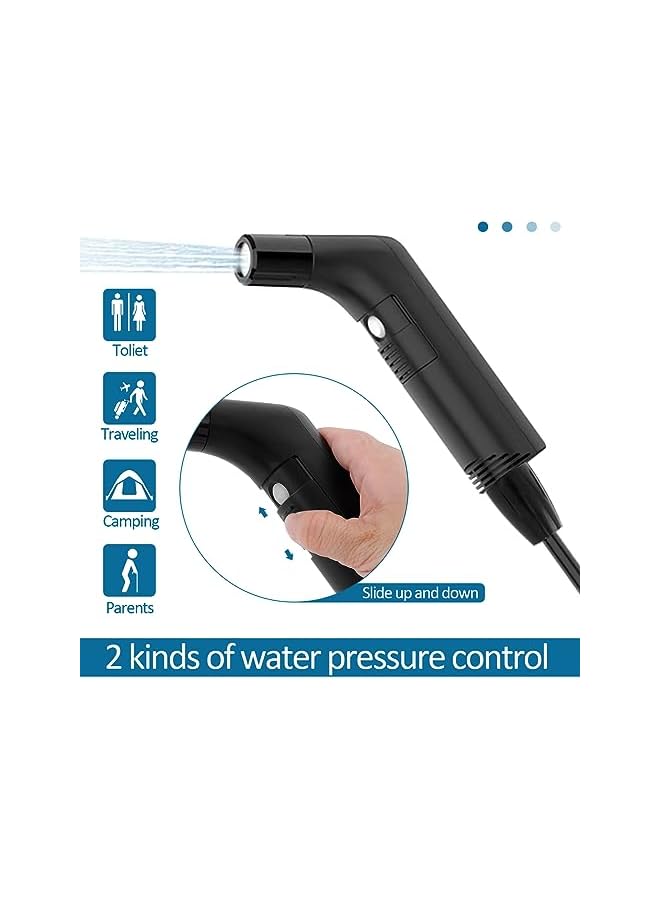 The Bros بيديت كهربائي محمول للسفر، بخاخ بيديت يدوي قابل لإعادة الشحن، بخاخ ضغط شخصي بسعة 2.3 لتر لخزان المياه للاستحمام في السيارة والحمام والمرحاض والتخييم في الهواء الطلق، أسود - Image 2