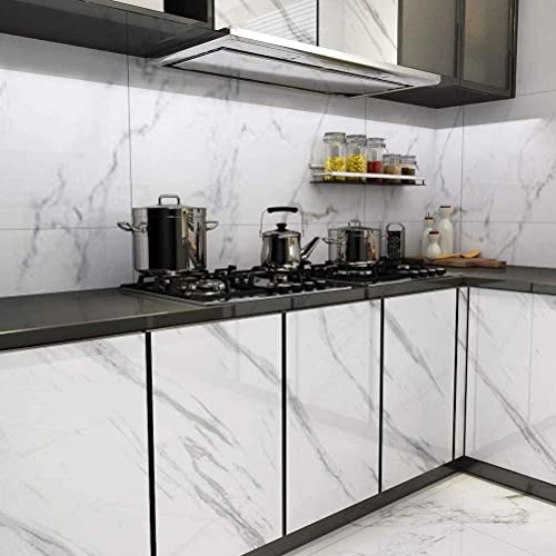 Aatamiy Marble Wallpaper Kitchen Backsplash Wallpaper Self-Adhesive Wall Stickers Anti-Mold and Heat Resistant Stickers Cabinets Wardrobe Almirah Countertop Furniture Decorative (60 x 200 cm) - Image 5