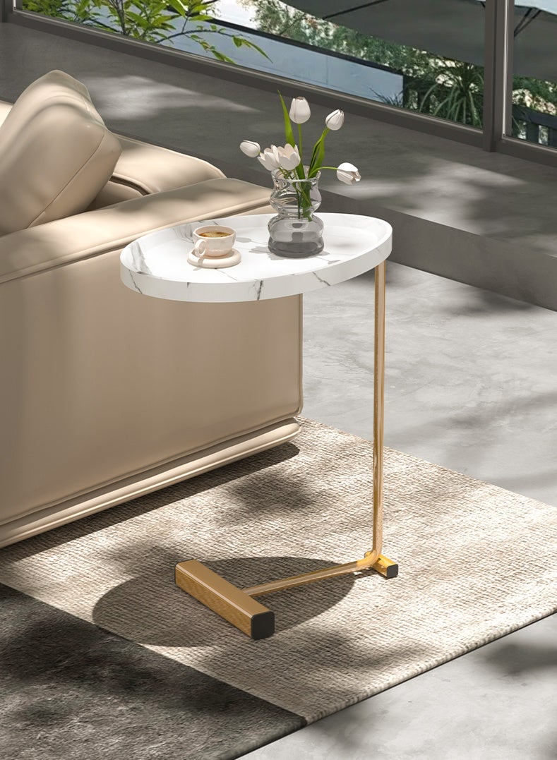 طاولة جانبية صغيرة، طاولة نهائية على شكل 23 بوصة للأريكة والسرير، طاولة صينية تلفزيون بإطار معدني للأريكة وغرفة المعيشة وغرفة النوم - Image 1