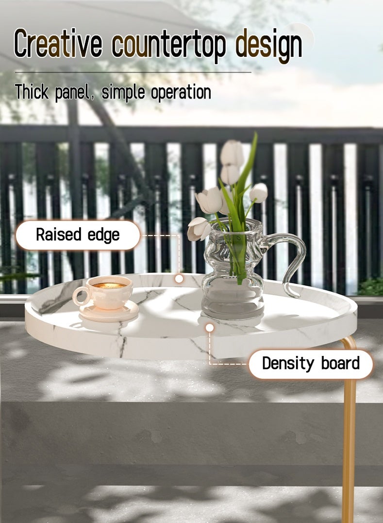 طاولة جانبية صغيرة، طاولة نهائية على شكل 23 بوصة للأريكة والسرير، طاولة صينية تلفزيون بإطار معدني للأريكة وغرفة المعيشة وغرفة النوم - Image 3