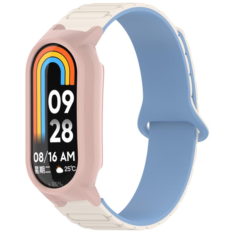 إيروريكس لساعة شاومي الذكية 9 / 9 NFC إطار ساعة الكمبيوتر الشخصي بسوار سيليكون مغناطيسي على شكل حرف I (أبيض أزرق + وردي) - Image 1