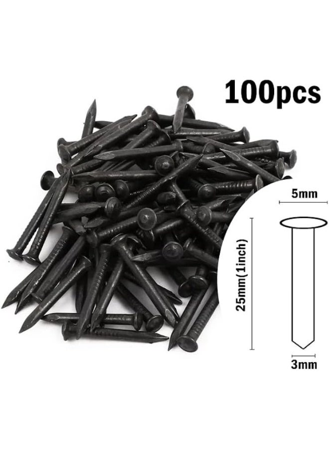 Poaker 1 Inch Masonry Carbon Stainless Steel Point Tip Wall Cement Nails Black 100Pcs - Image 2