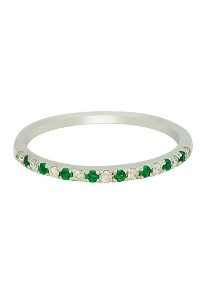 Capri Gold - Capri Gold Emerald Diamond Pave Ring in 18K Rose Gold, 9 US - Image 1
