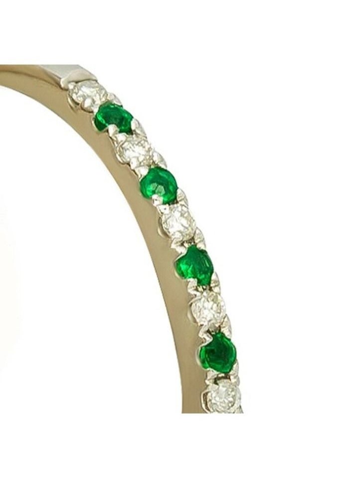 Capri Gold - Capri Gold Emerald Diamond Pave Ring in 18K Rose Gold, 9 US - Image 1