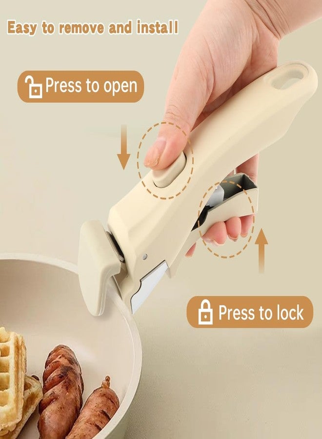 Restynic Removable Pot Handle Bakelite, Universal Replacement Pan Handle for Pots and Pans, Fits All Cookware, Includes 2pcs Rack, Durable & Heat-Resistant(Color:Cream White) - Image 4