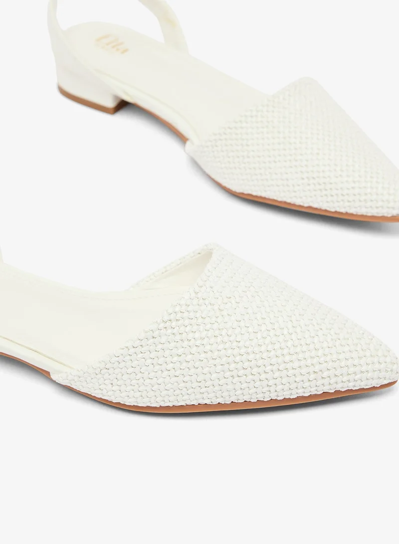 Ella White Raffia Textured Ballet Flats for Women | Best Price UAE