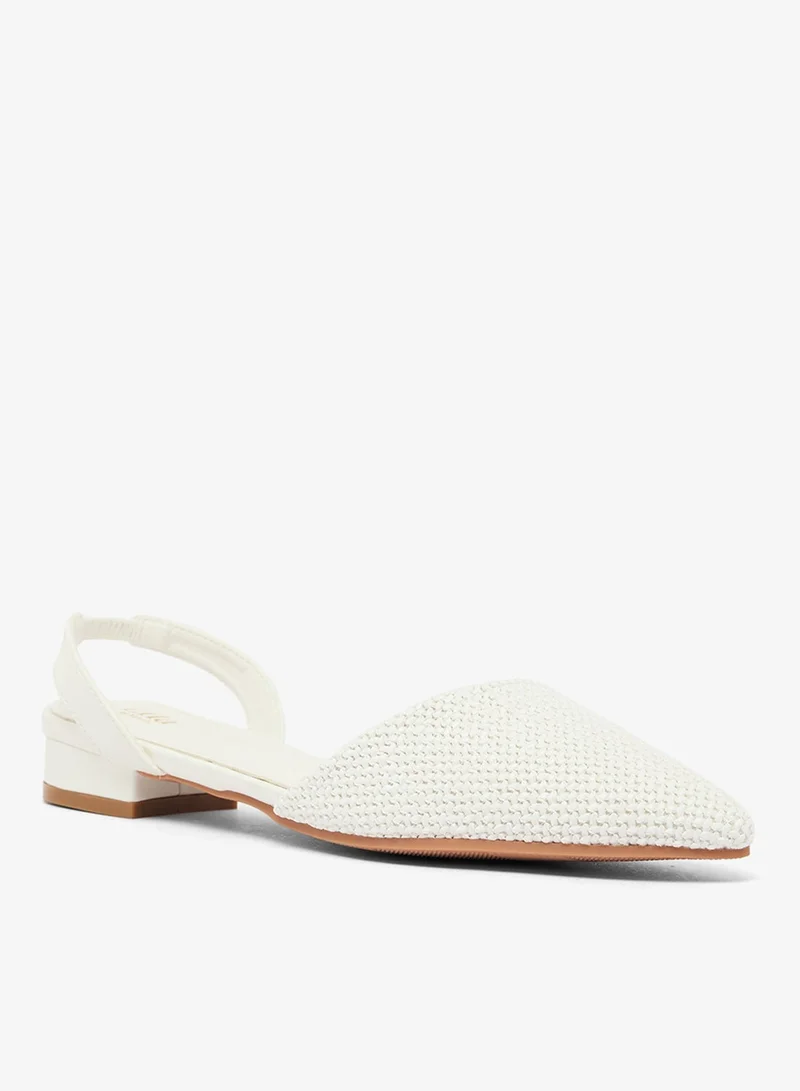 Ella White Raffia Textured Ballet Flats for Women | Best Price UAE