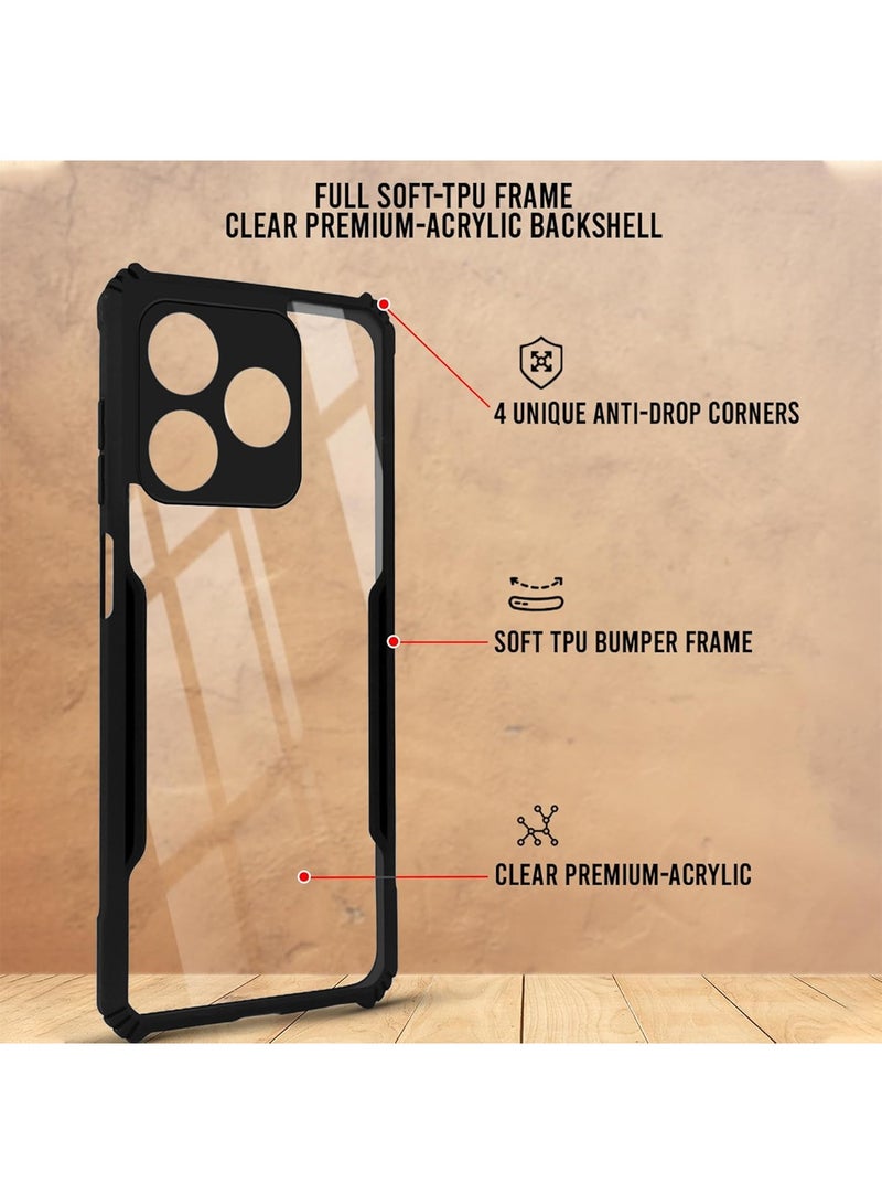 Wtech Realme C63 4G 2024 Hybrid TPU Silicone With Raised Armour Bumpers Slim Case Cover - Black - Image 2