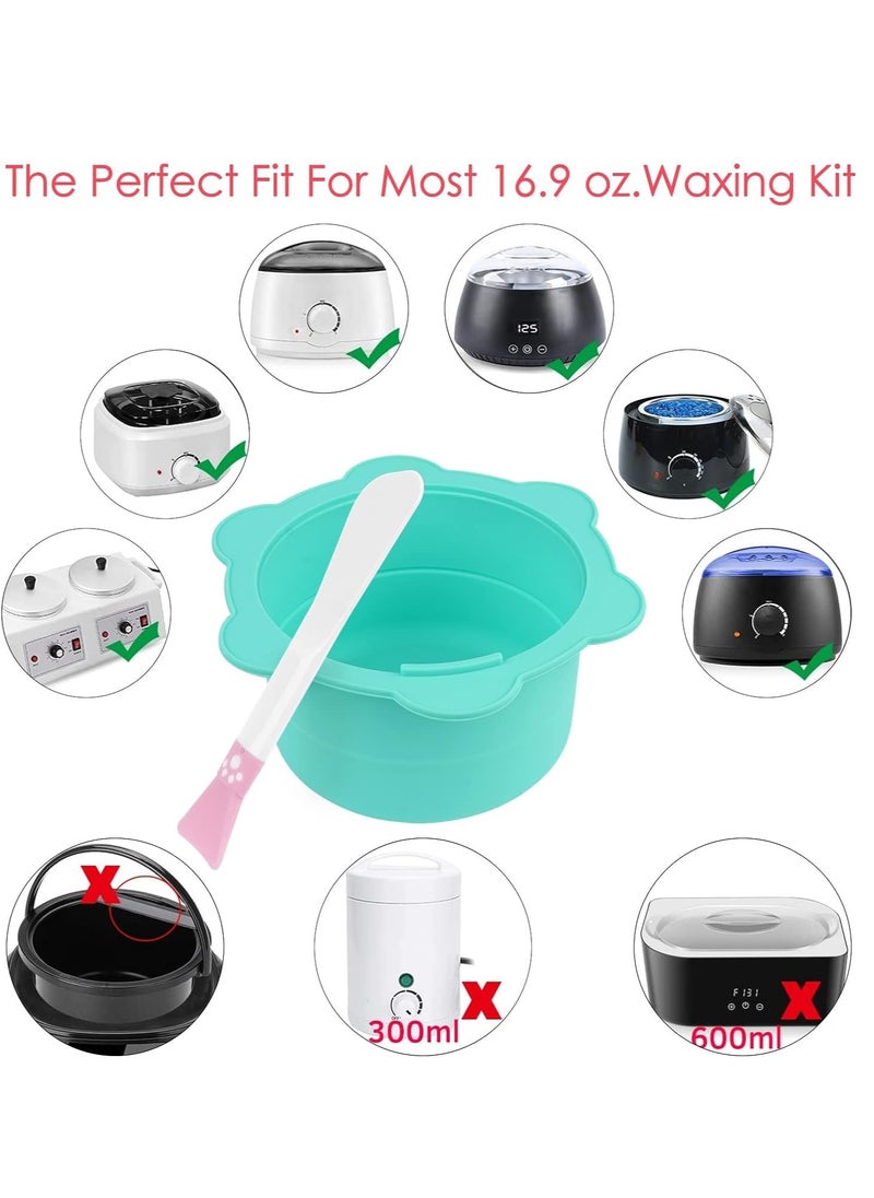 SYOSI Silicone Wax Warmer Pot, Non-Stick Wax Pot Silicone Bowl Replacement, Reuse Waxing Bowl, Wax Melt Warmer Liner With 2Pcs Silicone Spatulas for Hair Removal  - Image 2