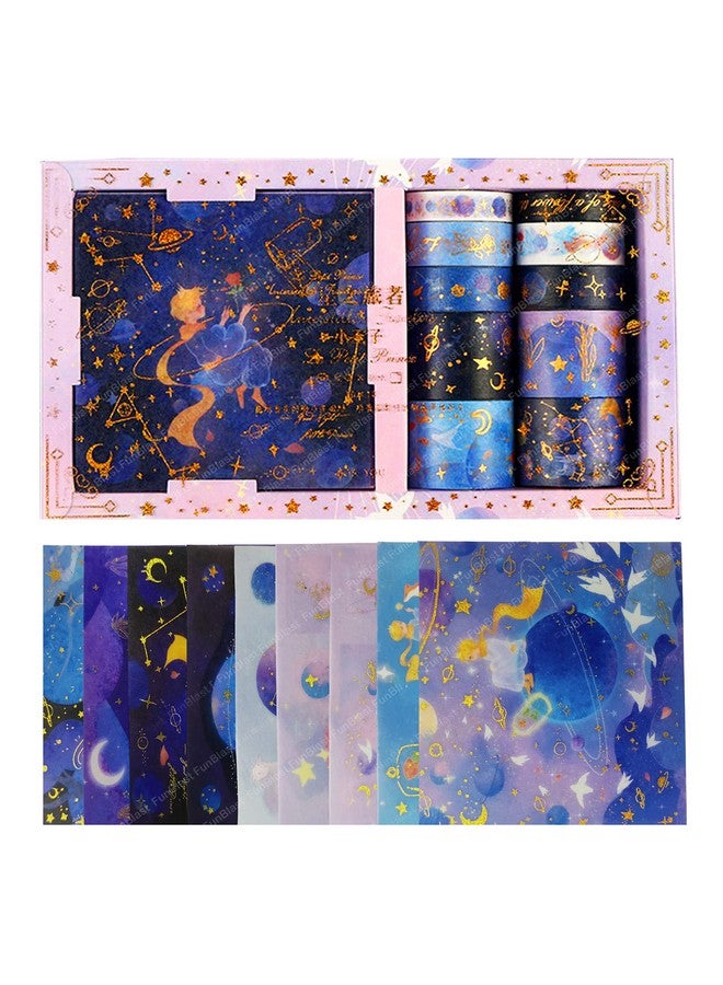 FunBlast أطقم شريط لاصق بموضوع الفضاء من فن بلاست، 10 لفات من شرائط washi مع 10 أوراق ملصقات، شرائط ماسك ديكورية مصممة للحرف اليدوية والفنون والتدوين والجرائد التخطيطية (متعددة الألوان) - Image 1