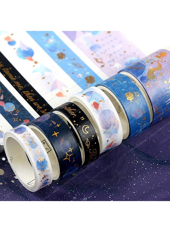 FunBlast أطقم شريط لاصق بموضوع الفضاء من فن بلاست، 10 لفات من شرائط washi مع 10 أوراق ملصقات، شرائط ماسك ديكورية مصممة للحرف اليدوية والفنون والتدوين والجرائد التخطيطية (متعددة الألوان) - Image 5