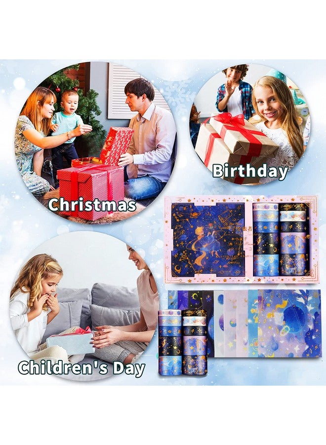 FunBlast أطقم شريط لاصق بموضوع الفضاء من فن بلاست، 10 لفات من شرائط washi مع 10 أوراق ملصقات، شرائط ماسك ديكورية مصممة للحرف اليدوية والفنون والتدوين والجرائد التخطيطية (متعددة الألوان) - Image 3