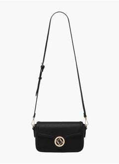 ELLE Women Monogram Accent Crossbody Bag with Detachable Strap and Flap Closure  - Image 2