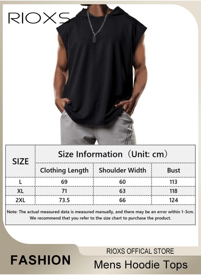 RIOXS - Men's Workout hooded Tank Top Sleeveless Bodybuilding Muscle Shirts Gym hoodies Tops - Image 1