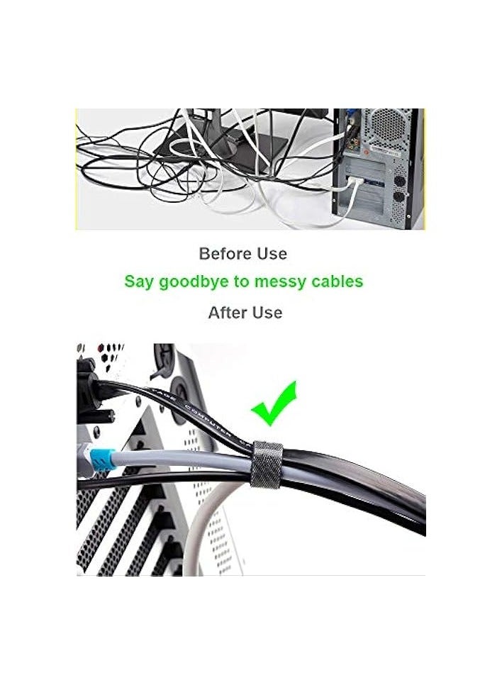 Promass Extra Long Cable Management 10 Meters, Reusable Cable Organizer, Adjustable Wire Ties with Hook and Loop Fastener, Black - Image 5