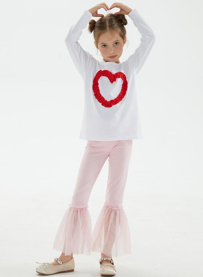Noomelfish Girls Ruffle Leggings Tulle Bell Bottoms Flare Pants Trousers (3-10 Years), Pink, 7-8 Years - Image 4