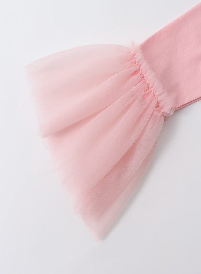 Noomelfish Girls Ruffle Leggings Tulle Bell Bottoms Flare Pants Trousers (3-10 Years), Pink, 7-8 Years - Image 5