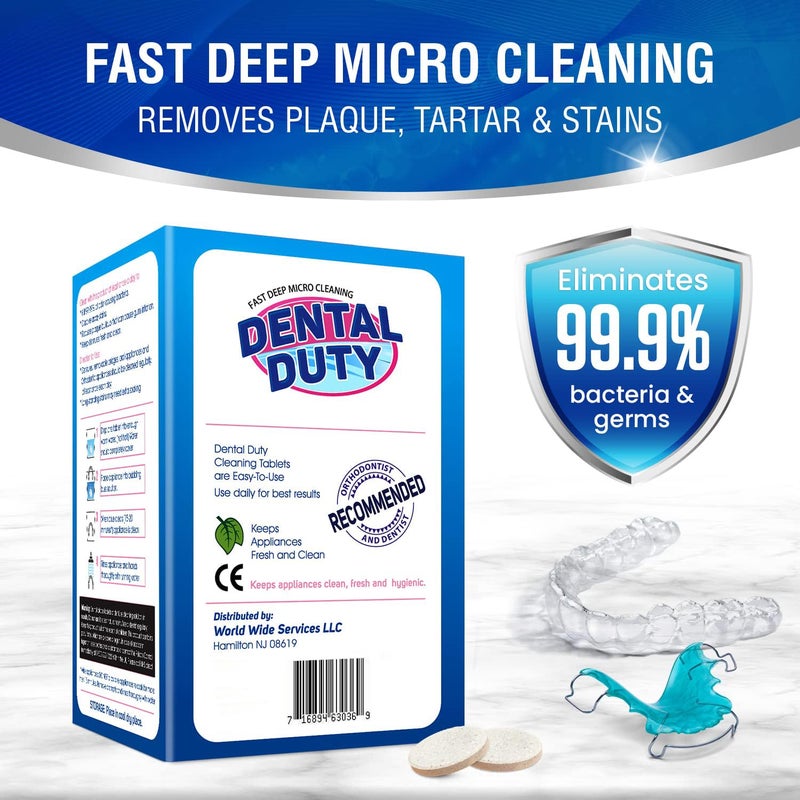 Dental Duty 240 Units Retainer and Denture Cleaning Tablets (8 Months Supply) - Cleaner Removes Plaque, Stains from Dentures, Retainers, Night Guards, Mouth Guard, Aligners and Removable Dental Appliances - Image 2