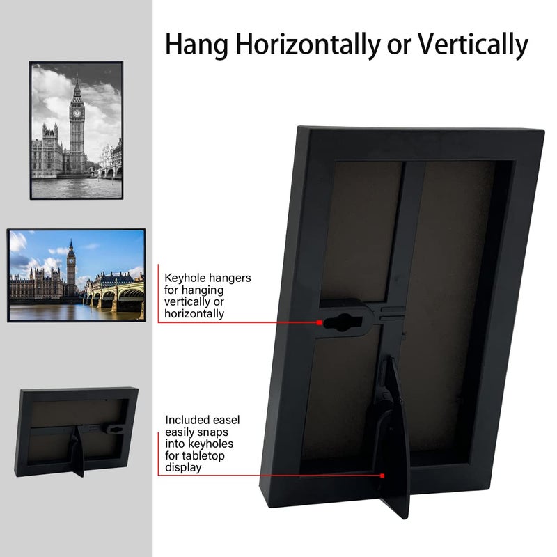 GOmaize Front Loading Black Picture Frame 4x6 Set of 10 Wall and Table Mounting - Image 5