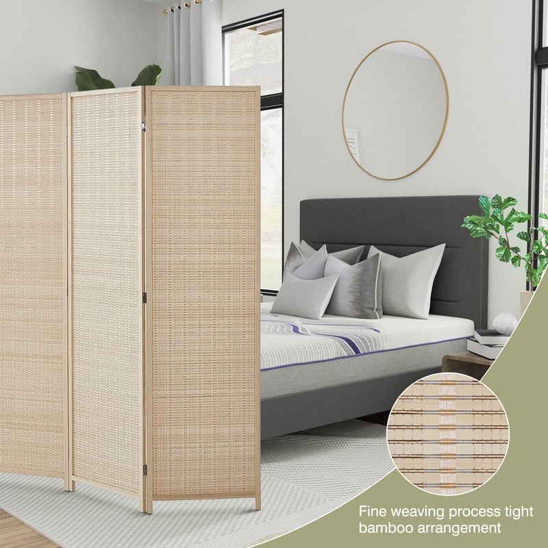 FDW Room Divider Bamboo Room Divider Wall Folding Privacy Wall Divider Wood Screen for Home Bedroom Living Room (6 Panel, Natural) - Image 4