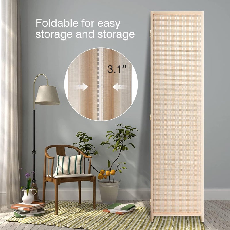 FDW Room Divider Bamboo Room Divider Wall Folding Privacy Wall Divider Wood Screen for Home Bedroom Living Room (6 Panel, Natural) - Image 5