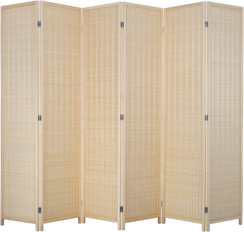 FDW Room Divider Bamboo Room Divider Wall Folding Privacy Wall Divider Wood Screen for Home Bedroom Living Room (6 Panel, Natural) - Image 1