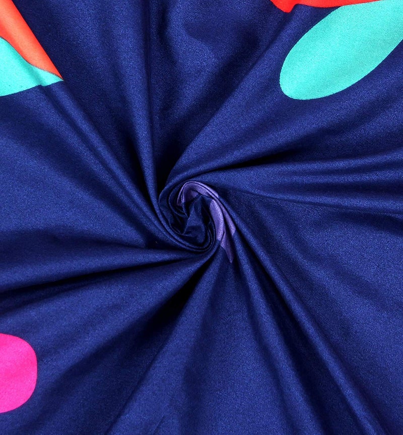 MORADO ® Premium Glace Cotton 100 GSM Geometric Double Bedsheet with 2 King Size Pillow Covers (Dark Blue, 90X100 Inch) - Image 3